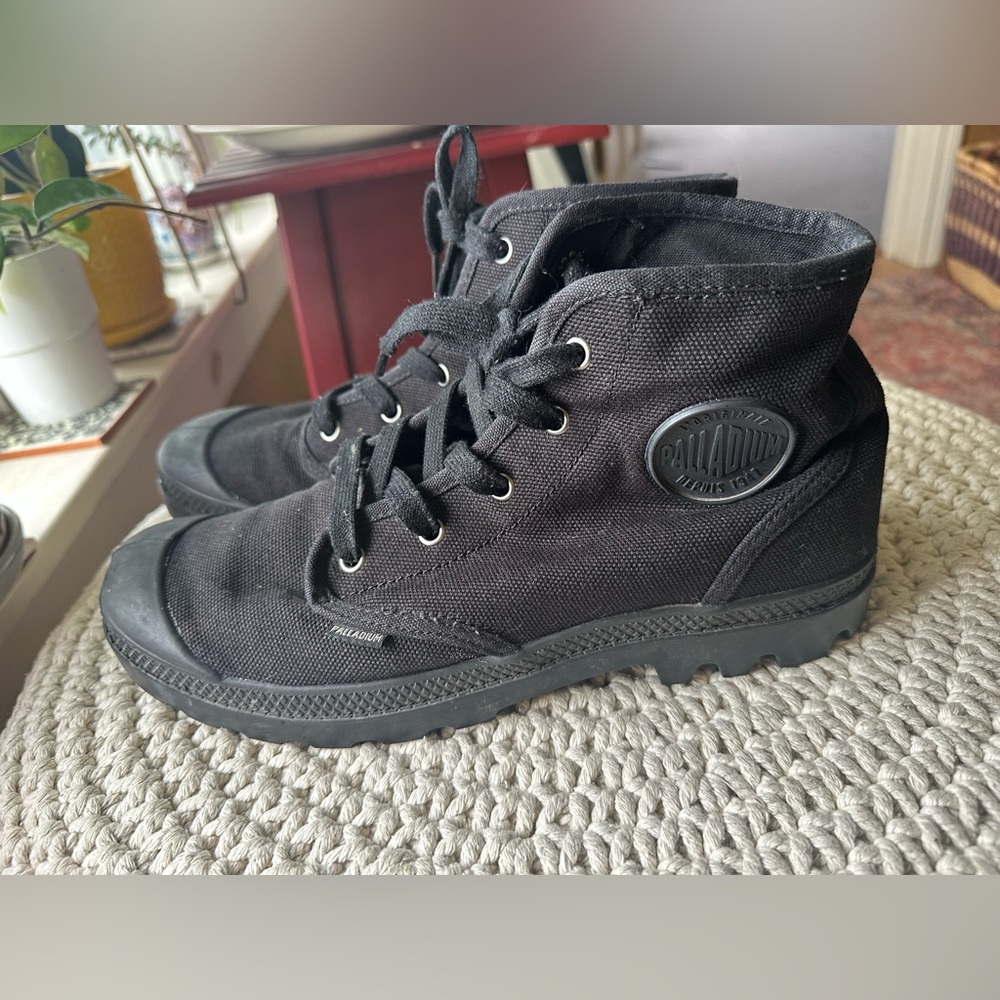 Palladium Black Canvas High-Top Lace-Up Boots